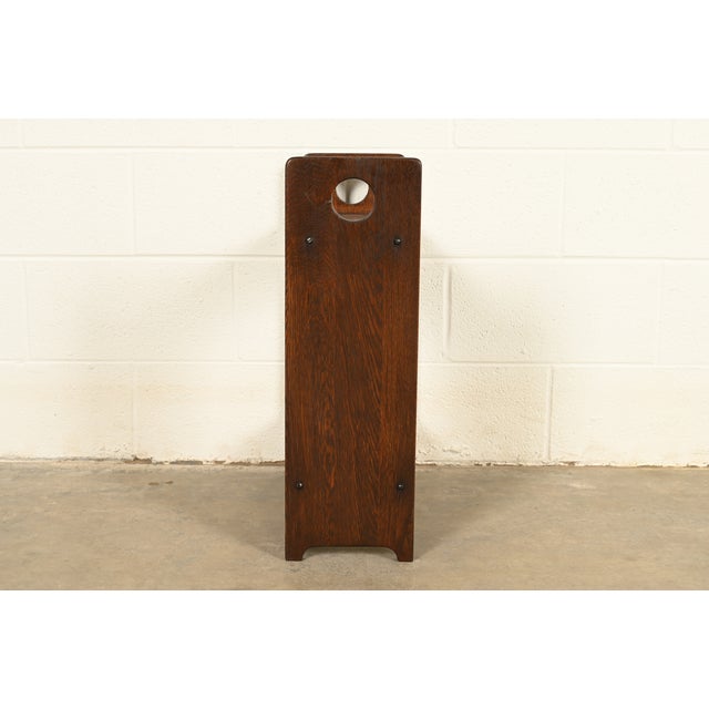 Lakeside Craft Shops Antique Mission Oak Arts & Crafts Cutout Book Trough or Magazine Stand, Newly Refinished For Sale - Image 10 of 11
