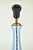 Vintage Laura Ashley Cornflower Blue Glass Table Lamp | Accent Light 1990 2000s Brass Bedside Buffet European British Coastal For Sale - Image 4 of 7