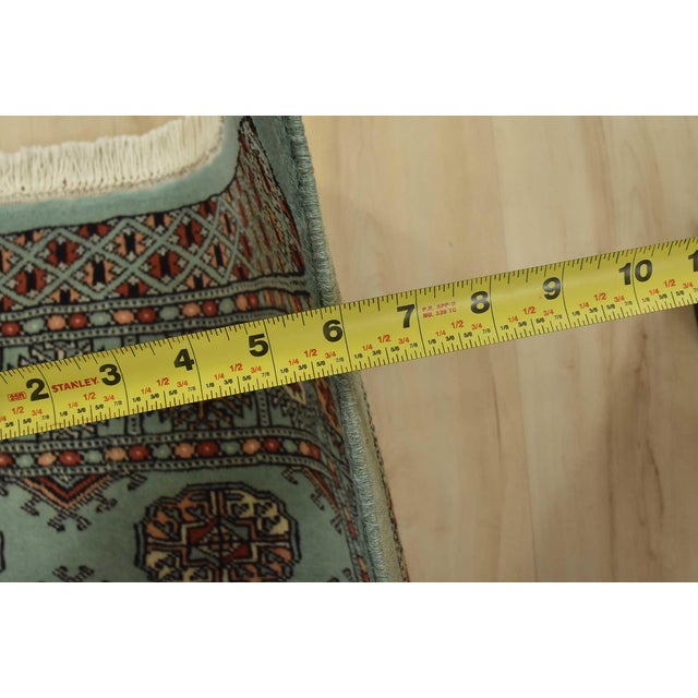 Bokhara Rug 3’2” X 5’2” Green Wool Tribal Hand-Knotted Oriental Carpet For Sale - Image 9 of 11