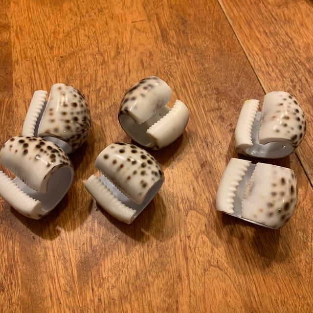 Late 20th Century Late 20th Century Shell Napkin Rings Carved Cowrie Shells X 6 For Sale - Image 5 of 5