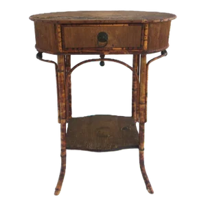 Victorian Tiger Bamboo and Wicker Hall Foyer Table