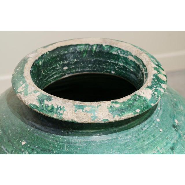 Antique Green Glazed Ceramic Amphora from Triana, Seville, 18th Century For Sale - Image 3 of 8