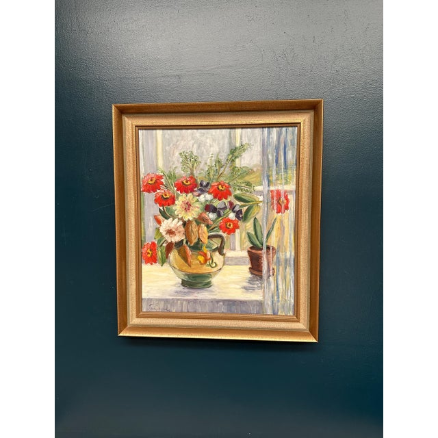 Gerda Tougaard, Flower Still Life, 1960s, Oil on Panel, Framed For Sale - Image 17 of 18