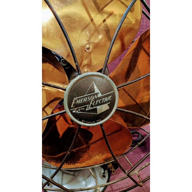 Mid-Century Modern Vintage Emerson Electric Desk Fan "Golden Jubilee" 1930s For Sale - Image 3 of 4