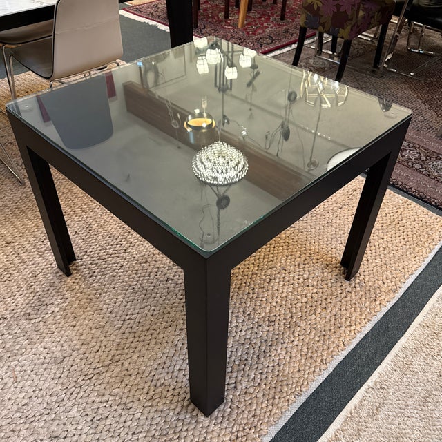 Parsons Style Glass Top Dining Table For Sale - Image 11 of 12