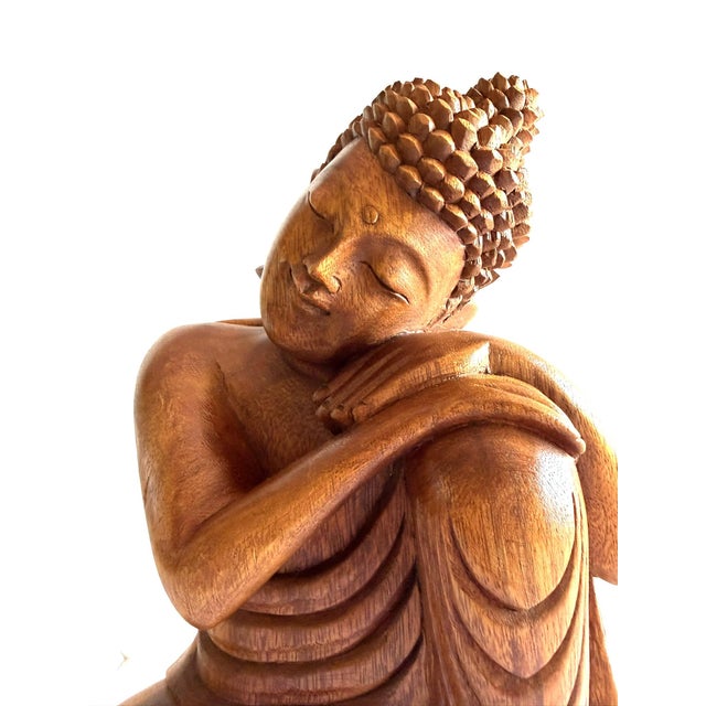 Wood Carving of "Resting Buddha" From Bali For Sale In Chicago - Image 6 of 14