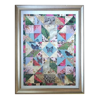 Framed Handmade Nature Themed Paper Collage For Sale