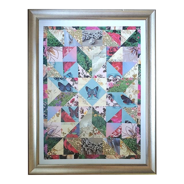 Framed Handmade Nature Themed Paper Collage For Sale