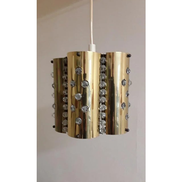 Vintage Ceiling Lamp with Brass Body and Glass Hanging, 1970s, in Very Good conditions. Designed 1970 to 1979 European...