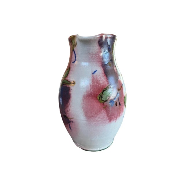 Ceramic Mid Century Modern Pitcher Carafe Vintage Ceramic Large Studio Pottery Drip Glaze Stoneware For Sale - Image 7 of 12