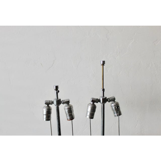 Metal Karl Springer Style Lucite Chrome Column Table Lamps Glam Mid-Century Modern-Pair For Sale - Image 7 of 11