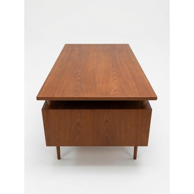 Mid-Century Modern Danish Teak Executive Floating-Top Desk, 1960s For Sale - Image 3 of 17