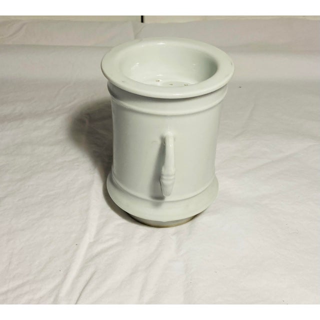 Campaign Antique Porcelain Tea or Coffee Strainer With Two Handled Large Mug For Sale - Image 3 of 7