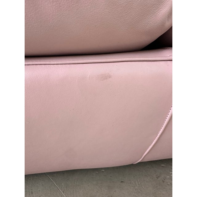 Vintage Postmodern 1990’s Sculptural Pink Leather Sofa For Sale - Image 12 of 12
