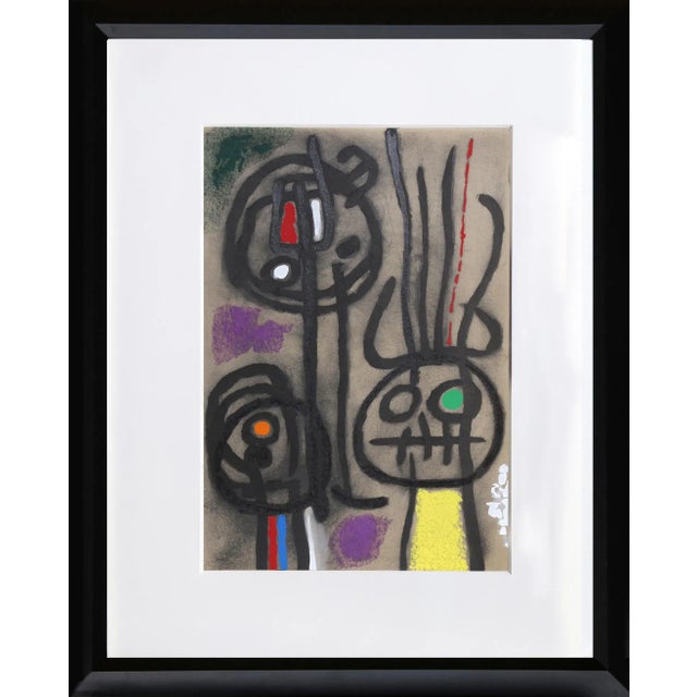 Abstract "Cartones 17: Personnage Et Oiseau" Framed Lithograph by Joan Miro For Sale - Image 3 of 3