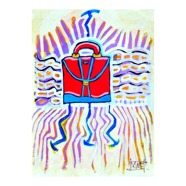 Hot Pink Handbag Abstracted Pop Art in Acrylic on Paper by Michael William Eggleston For Sale