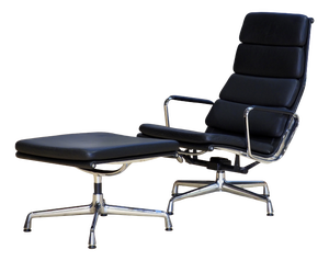 Set of Soft Pad Lounge Chair and Ottoman in Black by Charles & Ray Eames for Vitra, 2000s