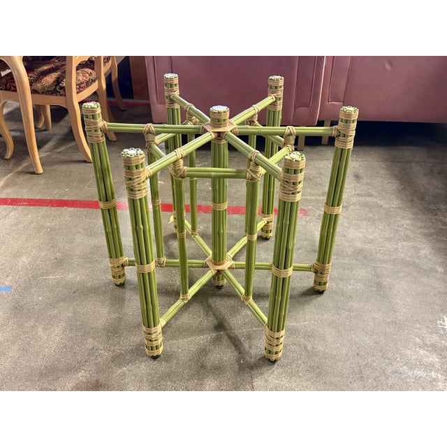 Wood McGuire Furniture Pistachio Bamboo + Leather Dining Table + Set of Eight Chairs For Sale - Image 7 of 12