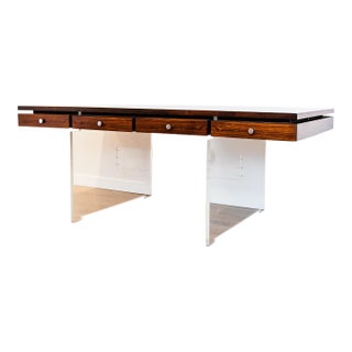 1960s Danish Modern Rosewood & Lucite Executive Desk Attributed to Poul Norreklit for Sigurd Hansen For Sale