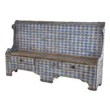 Italian Wooden Harlequin Painted Bench , C. 19th For Sale