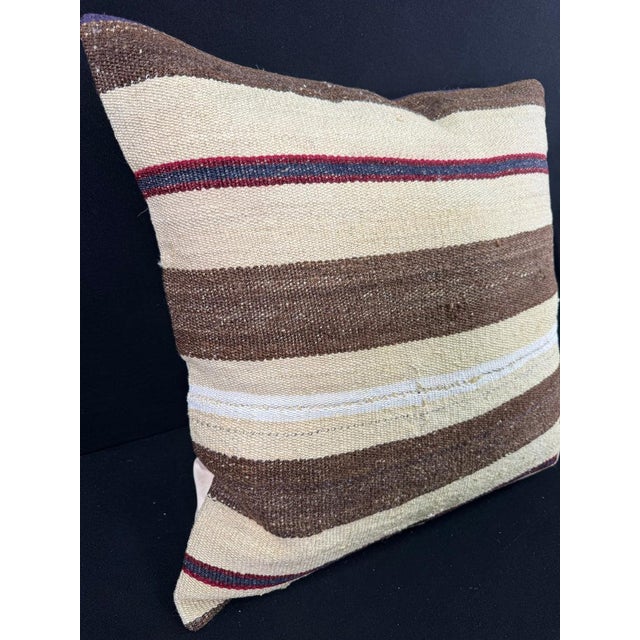 Contemporary Turkish Hemp Pillow Cushion Natural Beige Brown Pillow Cushion Cover 24"x24" For Sale - Image 3 of 4