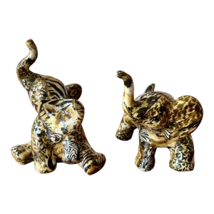 Pair La Vie Decorative Lacquered Elephants