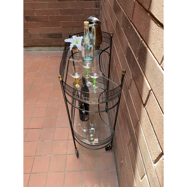 Mid 20th Century Mid Century Metal Bar Cart Trolley on Wheels For Sale - Image 5 of 6