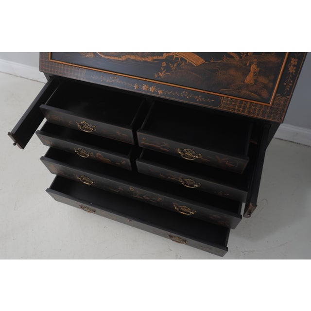 Harden Furniture Harden Black Painted Chinoiserie Secretary Desk For Sale - Image 4 of 18