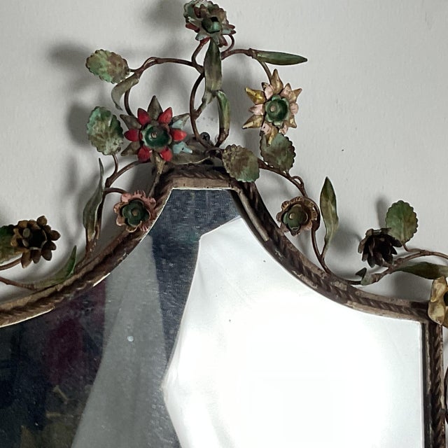 Vintage Italian Tole Floral Mirror For Sale - Image 12 of 12