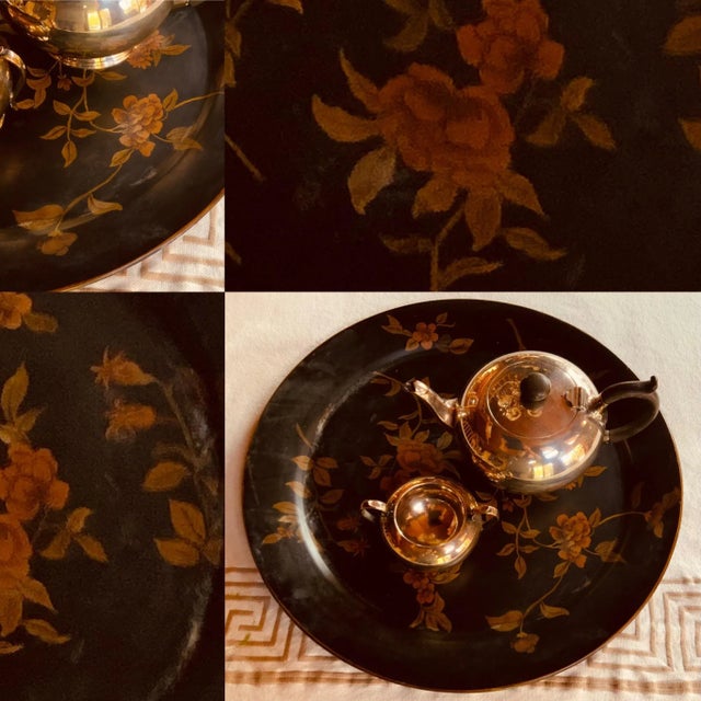 Metal Vintage American Toleware Round Tea Tray For Sale - Image 7 of 18