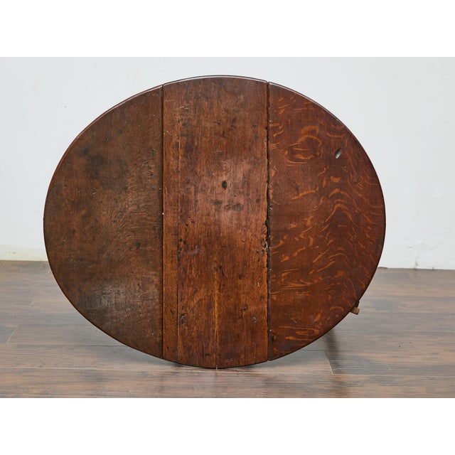 English 19th Century English Oak Drop-Leaf Table with Gatelegs and Single Drawer For Sale - Image 3 of 12