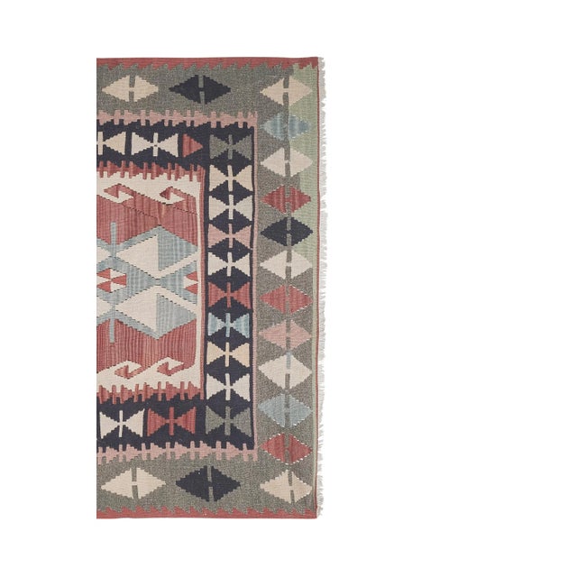 Colorful Turkish Kilim Rug For Sale - Image 4 of 13