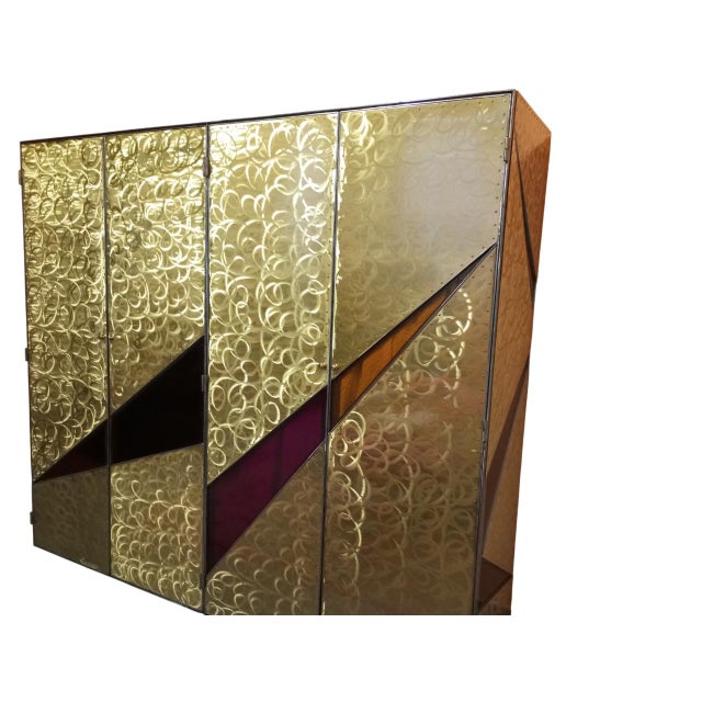 Sculptural 4-Door Wardrobe with Glass Shelves, Italy, 1970s-1980s For Sale - Image 14 of 17