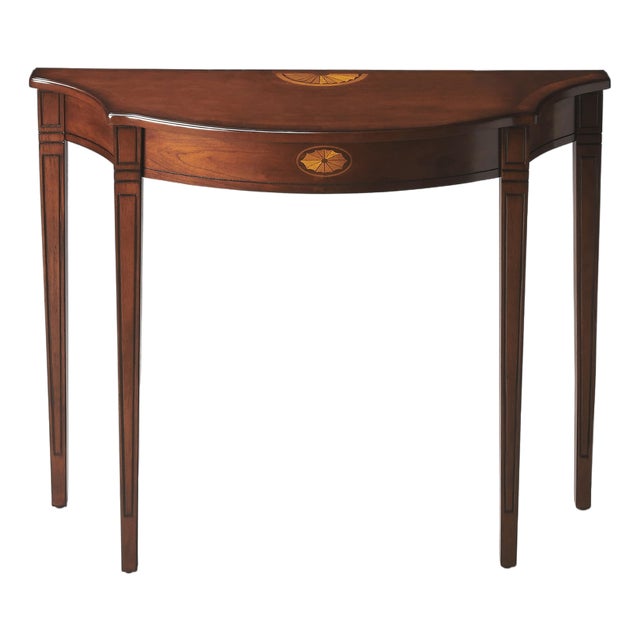 Chester 36 in. W Demilune Wood Console Table, Olive Ash For Sale