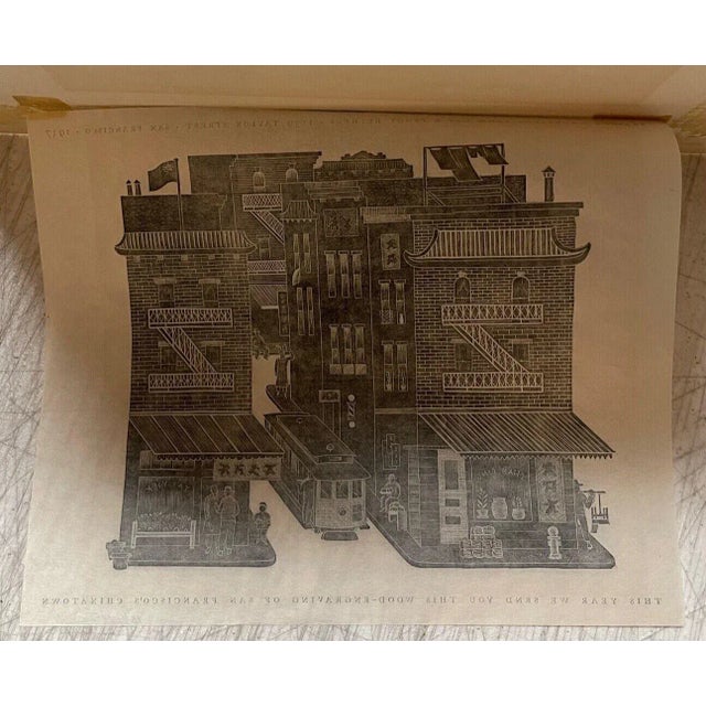 American Original 1937 Ray Bethers 'san Francisco's Chinatown' Wood Engraving - Trolley For Sale - Image 3 of 12