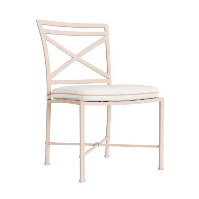 Brown Jordan Venetian Side Chair in Blush with Sea Salt and Dusty Pink Welt Cushions For Sale