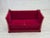 1970s, Danish 2-seater drop arm "Spanish" sofa. Original red furniture velour, ash wood legs, springs in the seat...