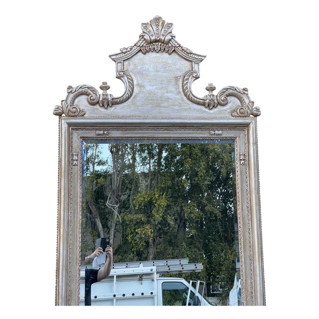 Traditional Huge 18th C Style Charles Pollock for William Switzer Silver Giltwood Mirror For Sale - Image 3 of 5