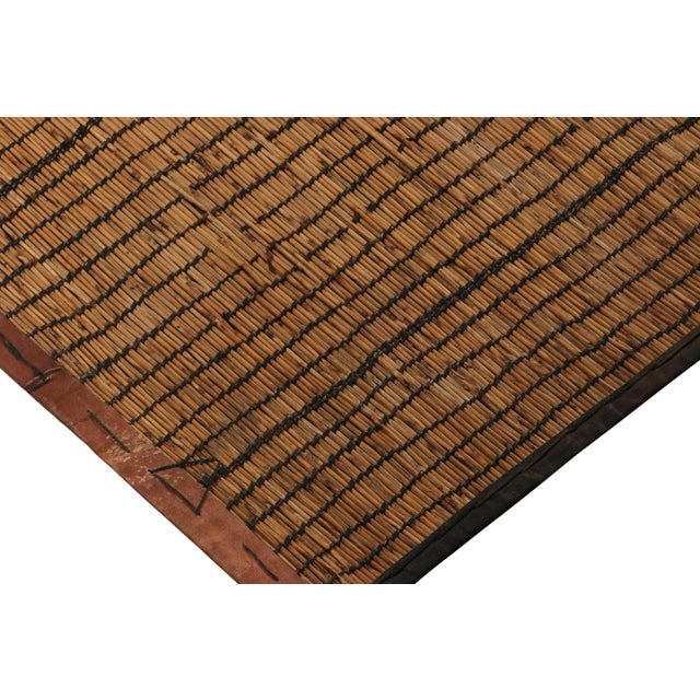 Vintage Tuareg Mat Runner, Warm and Rich Gold and Brown Stripes - Rug & Kilim For Sale In New York - Image 6 of 8