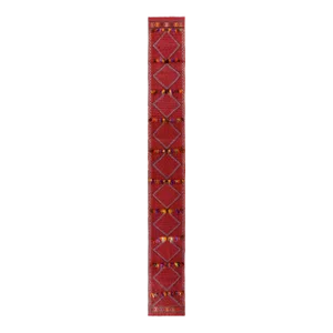 Handwoven Vintage Sivas Kilim Runner in Red, Black Geometric Pattern