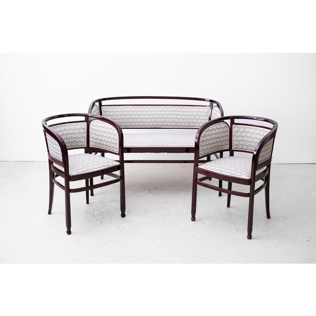 Secessionist Seating Group by Gustav Siegel for Jacob & Josef Kohn, Vienna, 1902, Set of 3 For Sale - Image 6 of 18