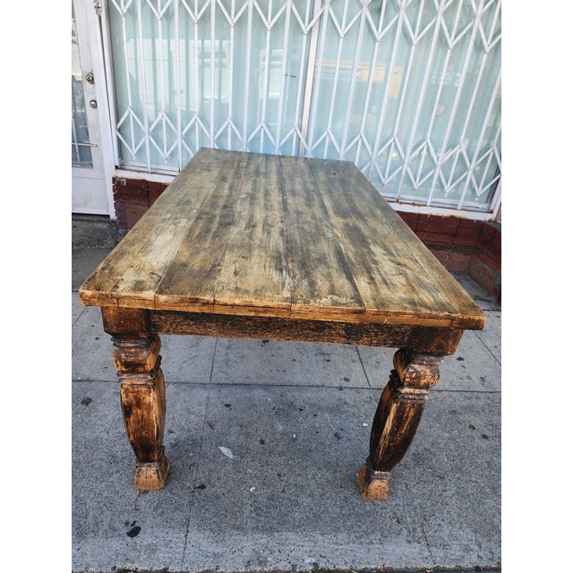 this a a beautiful Solid Pine Wood Table With four Chairs and one heavy Bench