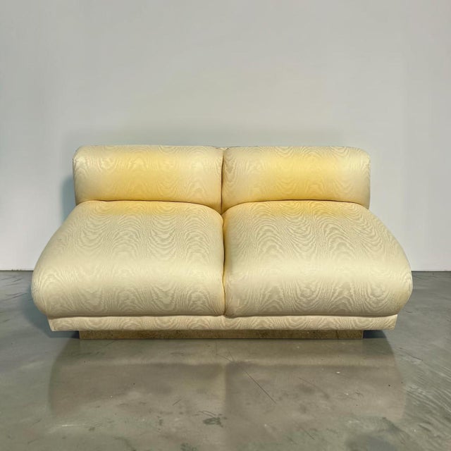 Vintage Bernhardt Brass Base Slipper Love Seat For Sale - Image 12 of 14