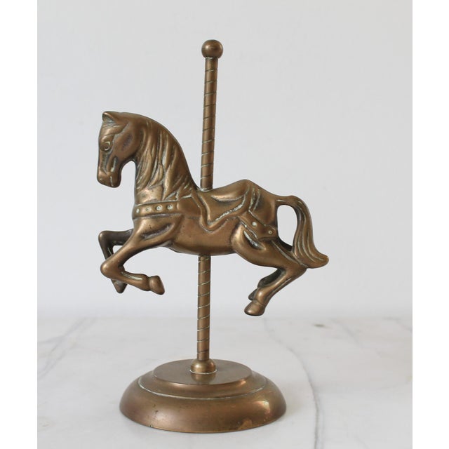 Mid-Century Modern Vintage Solid Brass Carousel Horse Figurine For Sale - Image 3 of 9