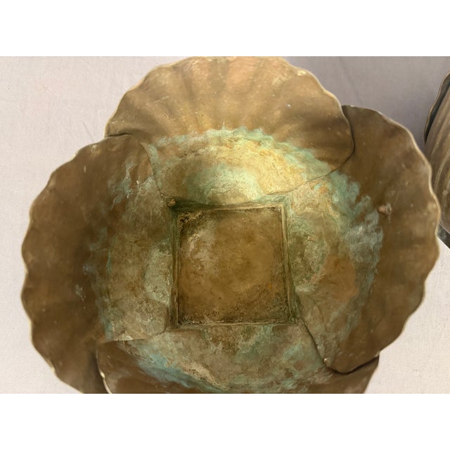 Brass Pair of 1970s Hollywood Regency Brass Seashell Planters For Sale - Image 8 of 11