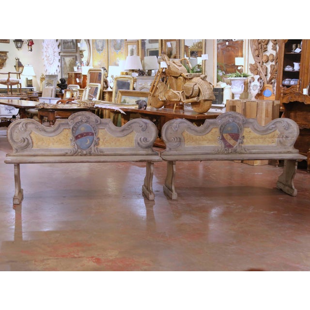 Add unmistakable Italian visual drama to an interior with this striking pair of Italian cassapanca-style benches, crafted...