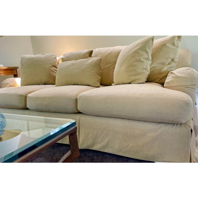 Baker Simmons Sofa With Dressmaker Flounce, in Straw Chenille For Sale - Image 9 of 12