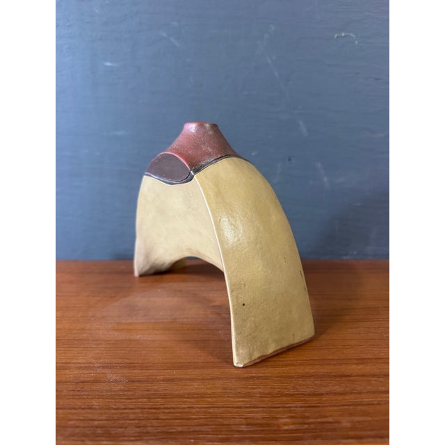 Unusual design Japanese ikebana vase. No marked. Dimensions:8.5”w x 3”d x6.5”h. Condition:great used condition and please...
