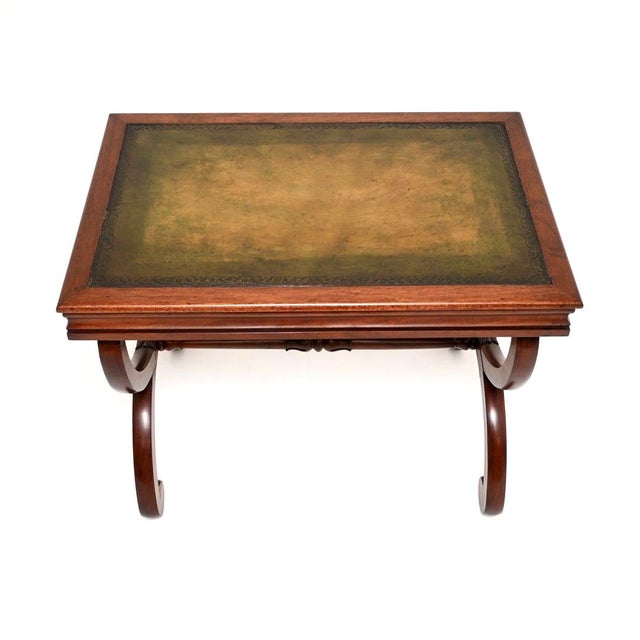 Wood Antique William IV Writing Table with Leather Top, 1830s For Sale - Image 7 of 11