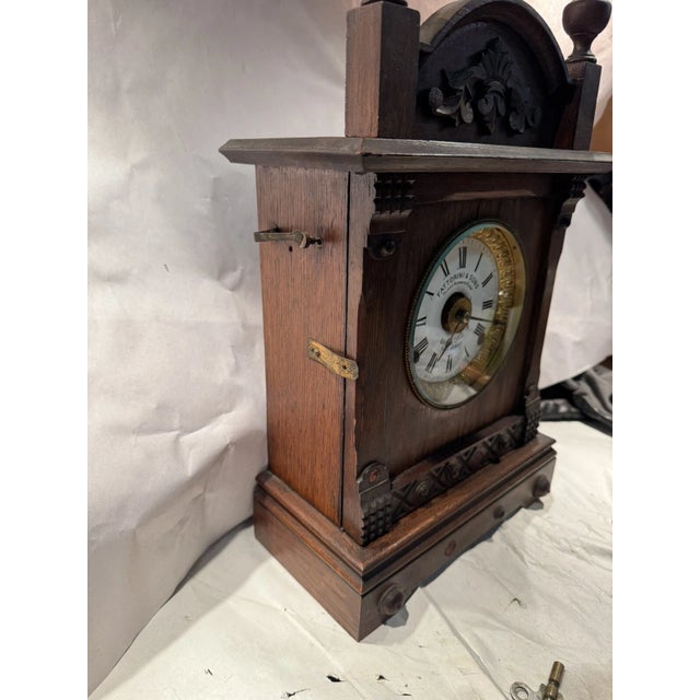 Late 19th Century Antique English Parlor Mantel Clock by Fattorini & Sons - Patented Alarm For Sale - Image 5 of 9